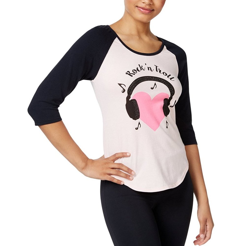 Betsey Johnson NEW Women's XOX Trolls Embellished Concert T-Shirt, Pink (Small)